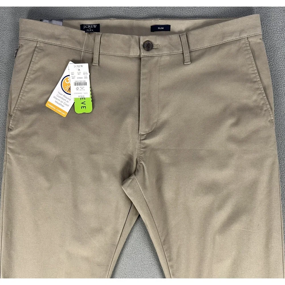 J Crew Pants Mens 34x32 Beige Slim TruTemp 365 Twill Chino Minimalist New